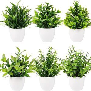 NEW 6-PCS Artificial Plant Small Fake Plant Greenery Potted Plant Indoor Faux
